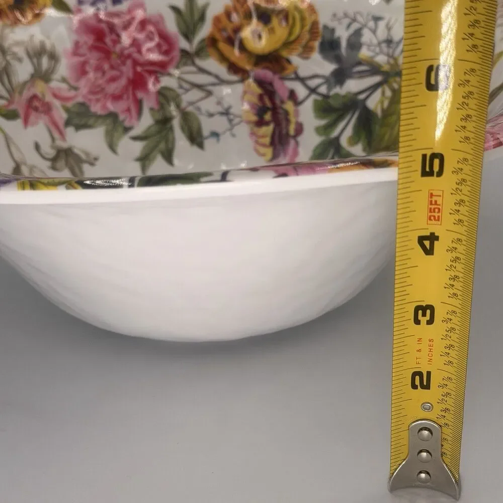 Michel Design Works Peony 14” Large Melamine Serving Salad Bowl Floral Butterfly